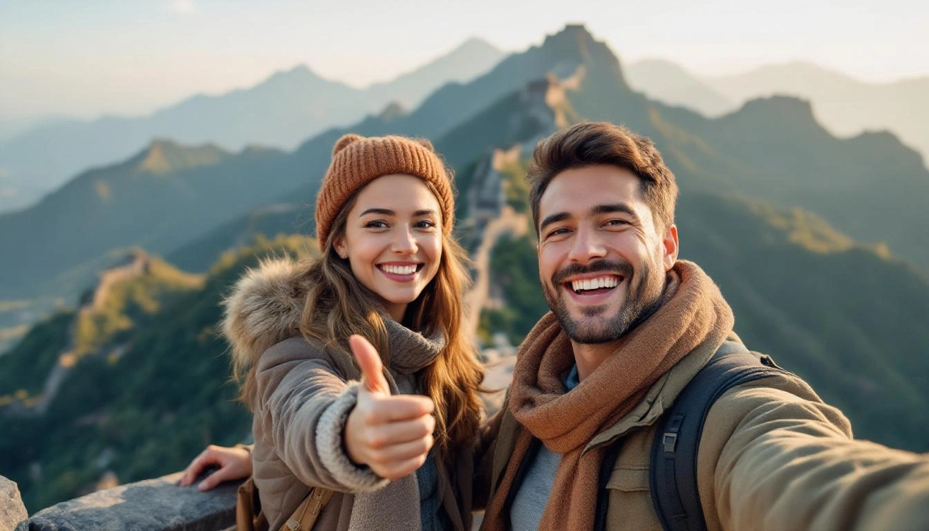 Tourist visiting the Great Wall of China