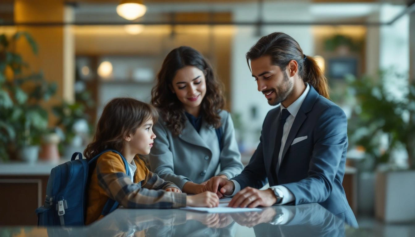 Traveler getting help at a consulate counter