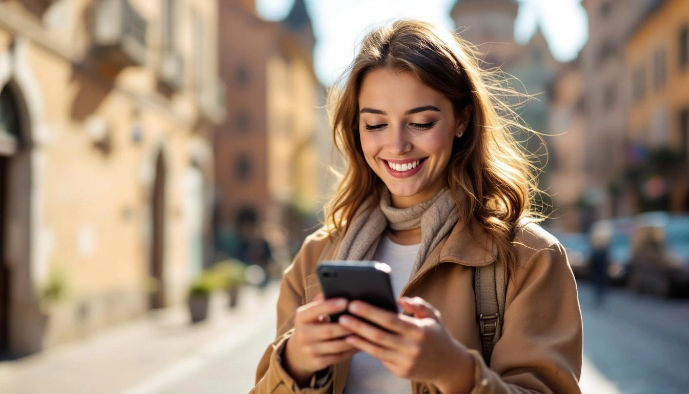 Traveler using phone with data abroad